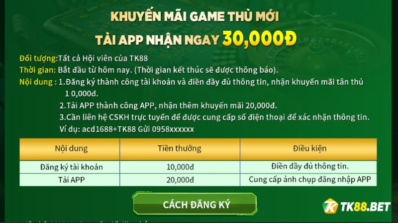 Nội dung Khuyến mãi 30.000Đ cho game thủ mới tại hb88