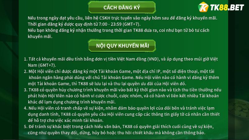 Nội quy Khuyến mãi hoàn trả thua cược Bắn cá