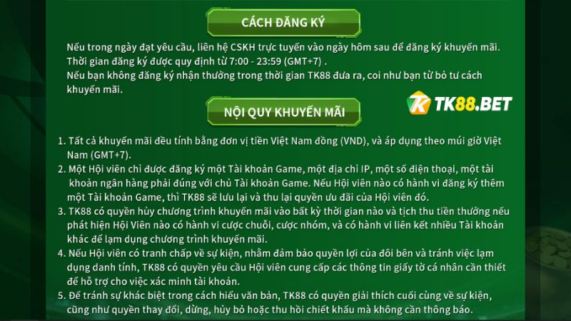 Nội quy Khuyến mãi hoàn trả thua cược Game Slots