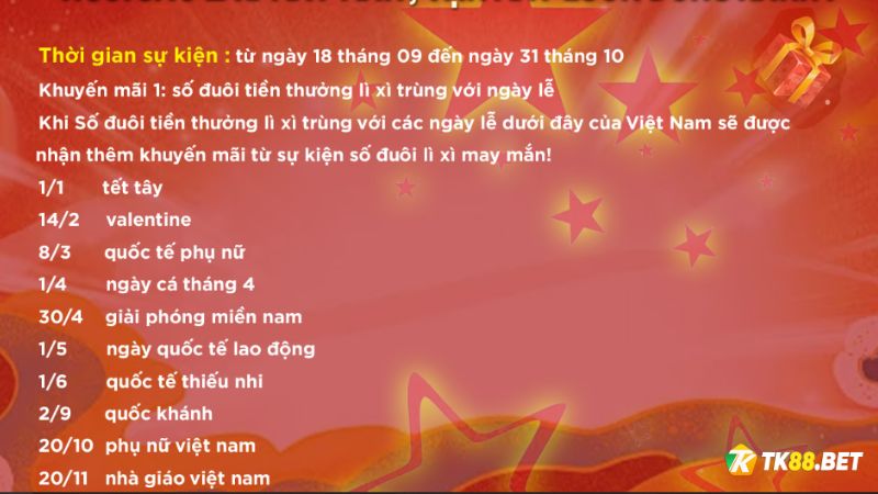 Khuyến mãi 1 khuyến mãi ngôi sao lì xì may mắn HB88